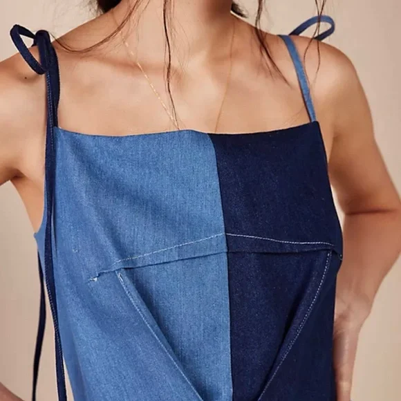 Eliza Faulkner Dresses | Eliza Faulkner Original Half & Half Blue Denim Dress Size Xxl-18 | Color: Blue | Size: XXL | Jennifersitko's Closet